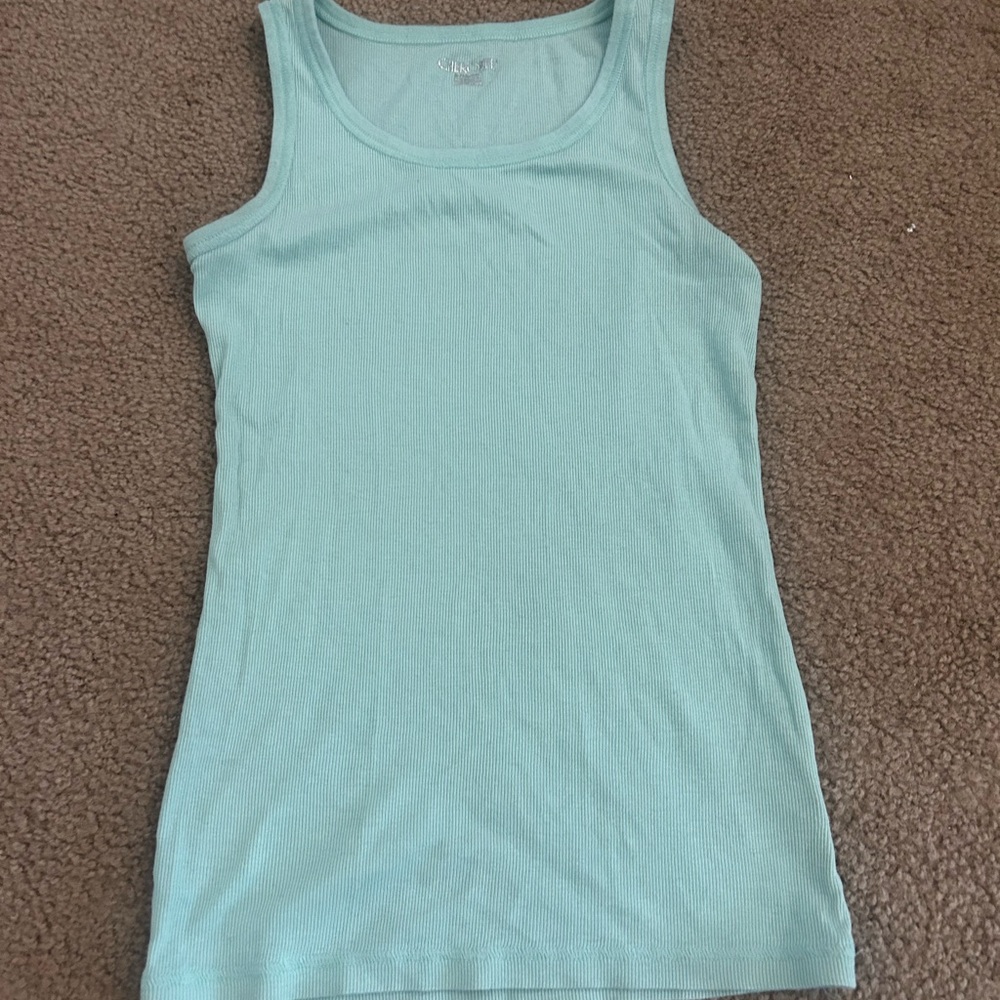cherokee ribbed tank top teal girls (10-12) L